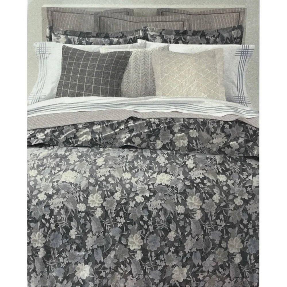 Ralph Lauren -Home-Full/Queen Avery Gray Floral Duvet Cover Bedding